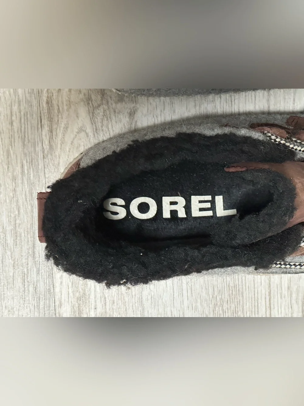 SOREL Waterproof Felt Duck Boots Women’s 9.5 Gray Brown Faux Fur